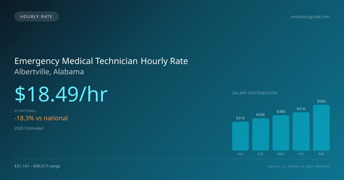 Emergency Medical Technician Hourly Rate in Albertville, AL — 2026 est., based on 2025 BLS