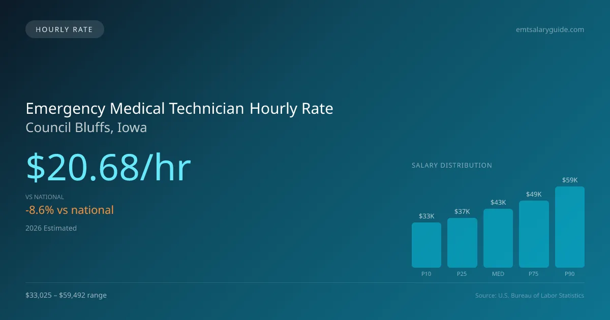 Emergency Medical Technician Hourly Rate in Council Bluffs, IA — 2026 est., based on 2025 BLS