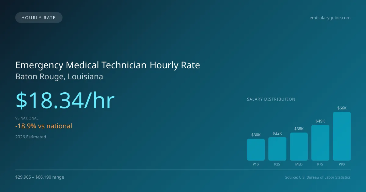 Emergency Medical Technician Hourly Rate in Baton Rouge, LA — 2026 est., based on 2025 BLS