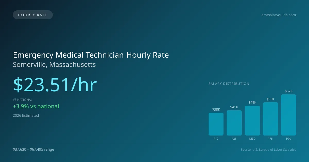 Emergency Medical Technician Hourly Rate in Somerville, MA — 2026 est., based on 2025 BLS