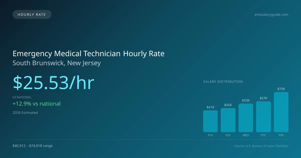 Emergency Medical Technician Hourly Rate in South Brunswick, NJ — 2026 est., based on 2025 BLS