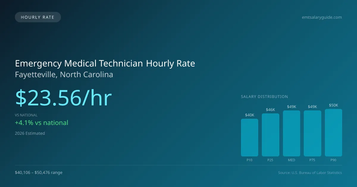 Emergency Medical Technician Hourly Rate in Fayetteville, NC — 2026 est., based on 2025 BLS
