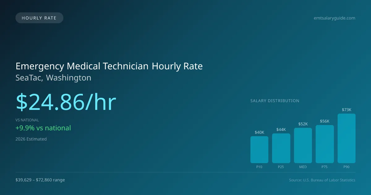 Emergency Medical Technician Hourly Rate in SeaTac, WA — 2026 est., based on 2025 BLS