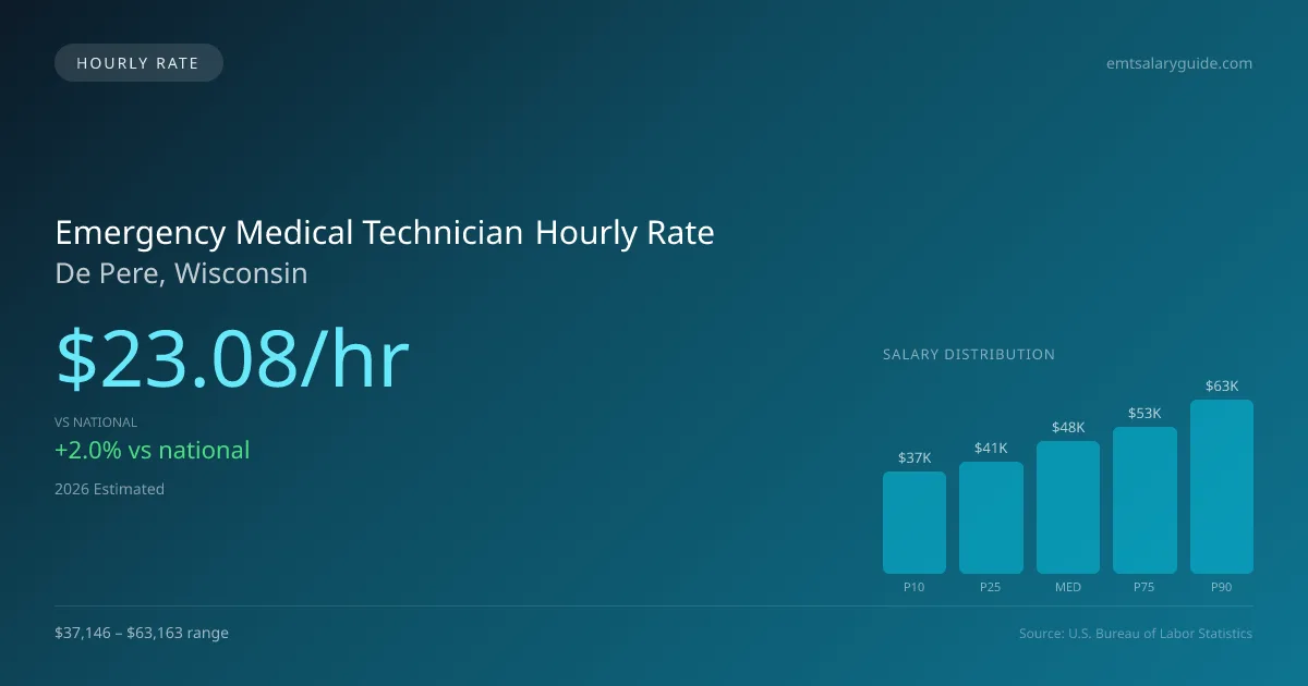 Emergency Medical Technician Hourly Rate in De Pere, WI — 2026 est., based on 2025 BLS