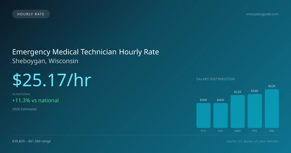 Emergency Medical Technician Hourly Rate in Sheboygan, WI — 2026 est., based on 2025 BLS
