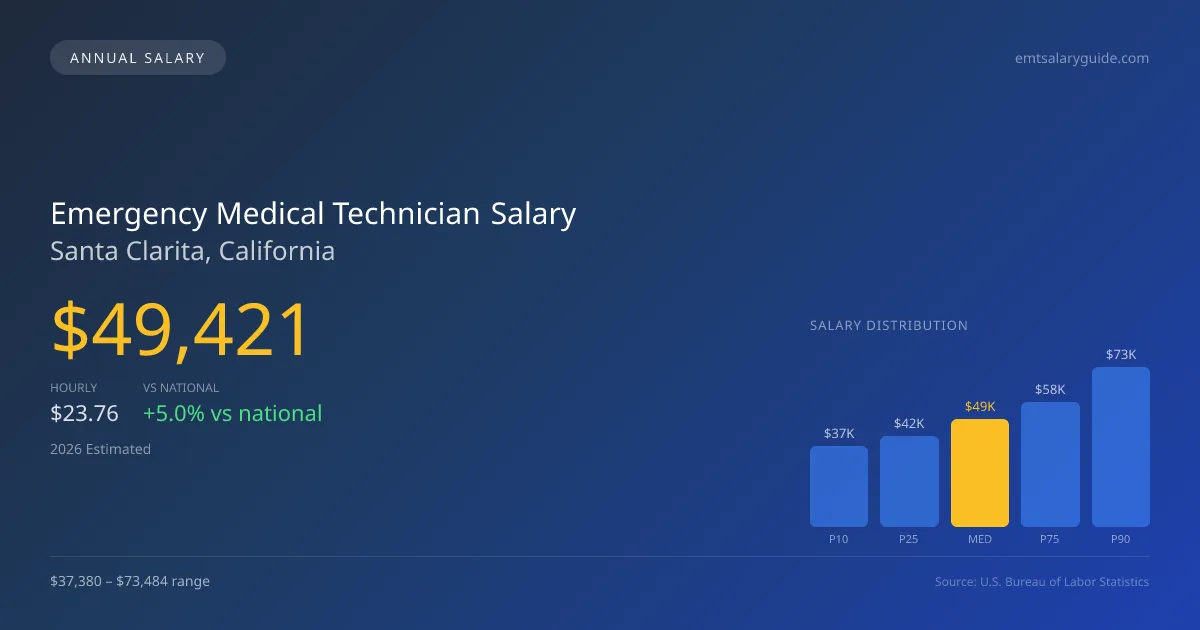Emergency Medical Technician Salary in Santa Clarita, CA — 2026 est., based on 2025 BLS