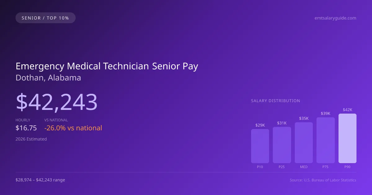 Emergency Medical Technician Senior Salary in Dothan, AL — 2026 est., based on 2025 BLS