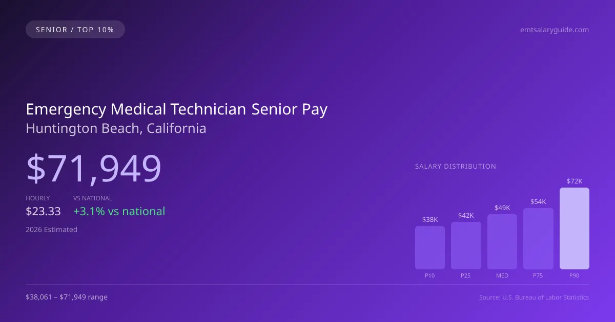 Emergency Medical Technician Senior Salary in Huntington Beach, CA — 2026 est., based on 2025 BLS