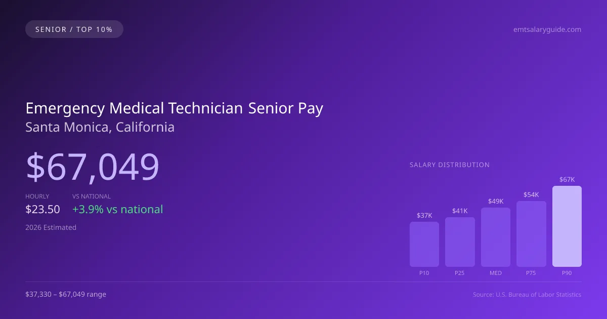 Emergency Medical Technician Senior Salary in Santa Monica, CA — 2026 est., based on 2025 BLS