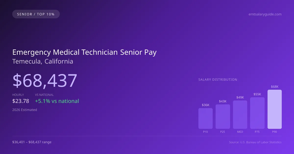 Emergency Medical Technician Senior Salary in Temecula, CA — 2026 est., based on 2025 BLS