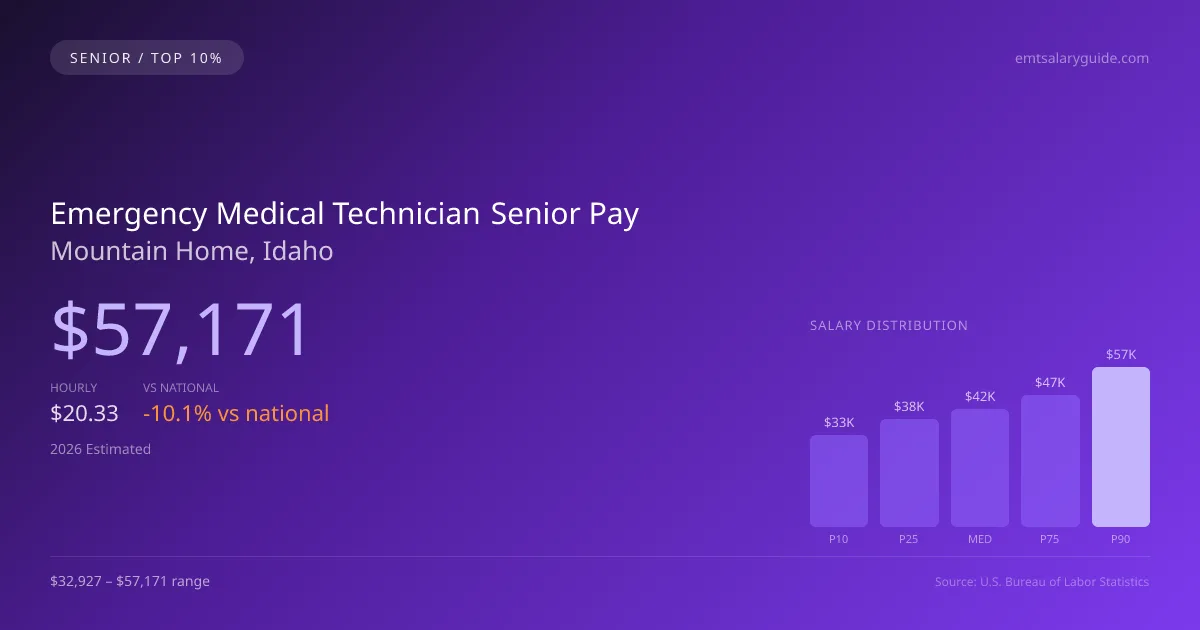 Emergency Medical Technician Senior Salary in Mountain Home, ID — 2026 est., based on 2025 BLS