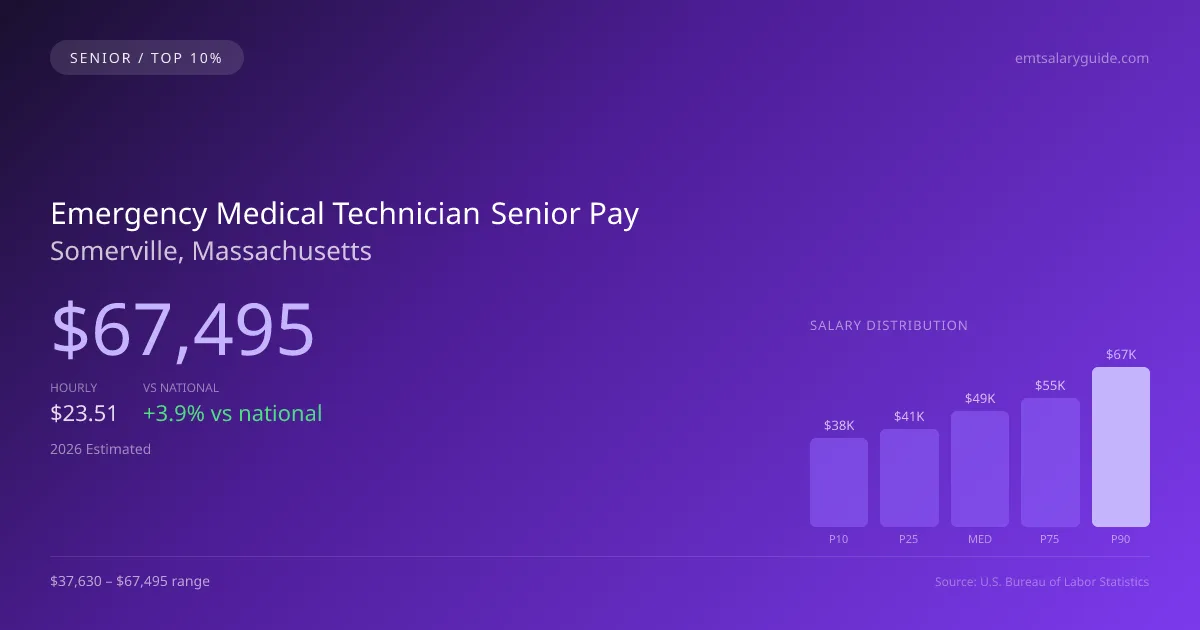 Emergency Medical Technician Senior Salary in Somerville, MA — 2026 est., based on 2025 BLS