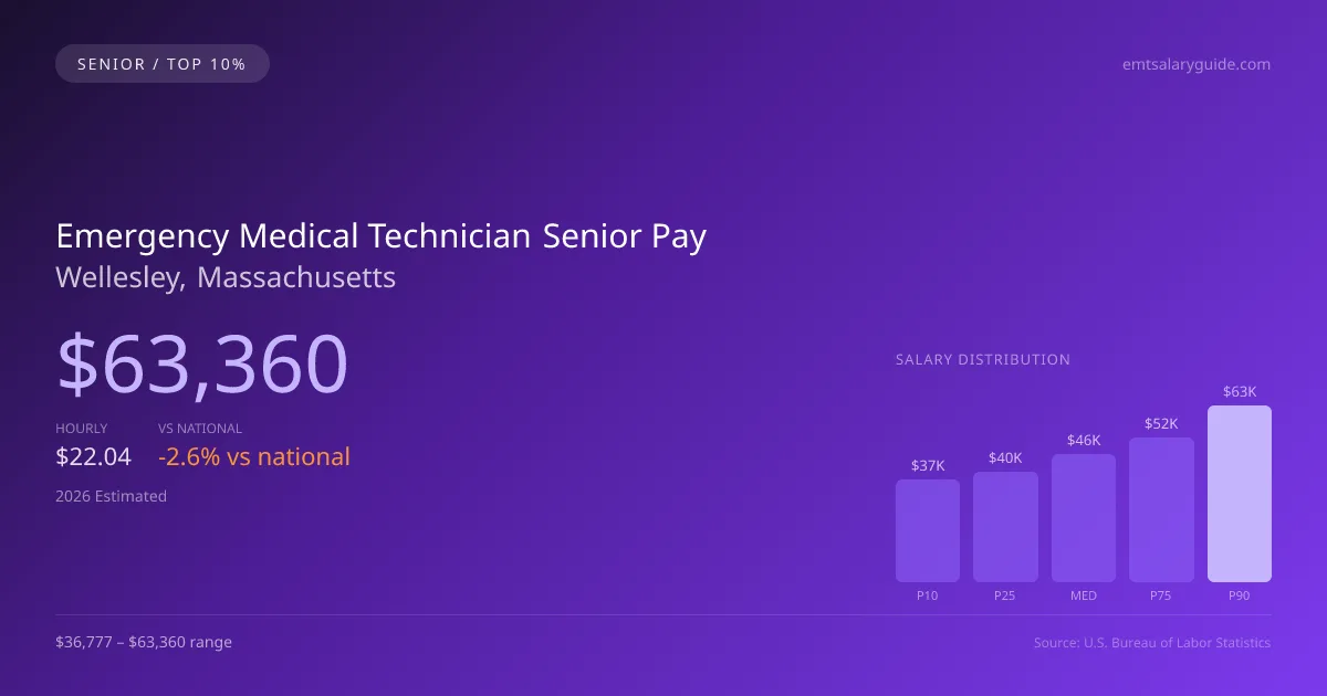 Emergency Medical Technician Senior Salary in Wellesley, MA — 2026 est., based on 2025 BLS
