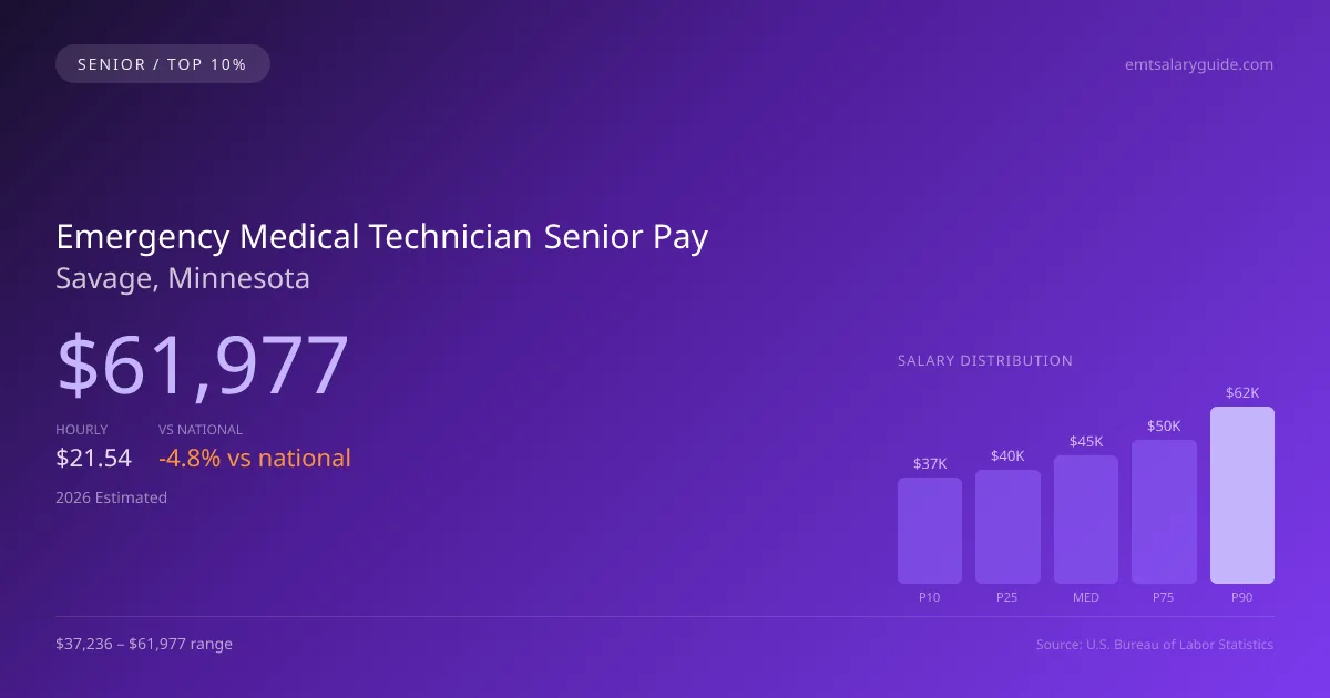 Emergency Medical Technician Senior Salary in Savage, MN — 2026 est., based on 2025 BLS