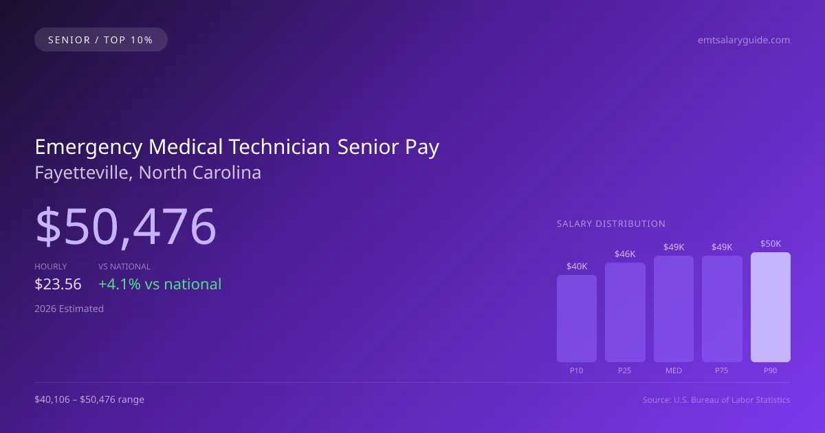Emergency Medical Technician Senior Salary in Fayetteville, NC — 2026 est., based on 2025 BLS