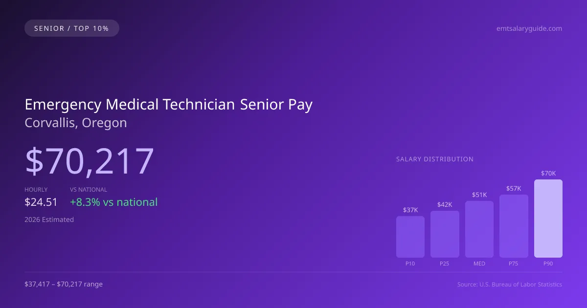 Emergency Medical Technician Senior Salary in Corvallis, OR — 2026 est., based on 2025 BLS