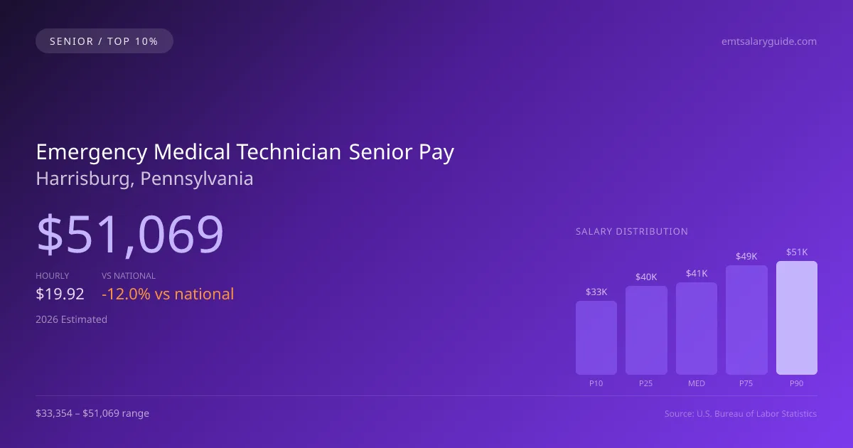 Emergency Medical Technician Senior Salary in Harrisburg, PA — 2026 est., based on 2025 BLS