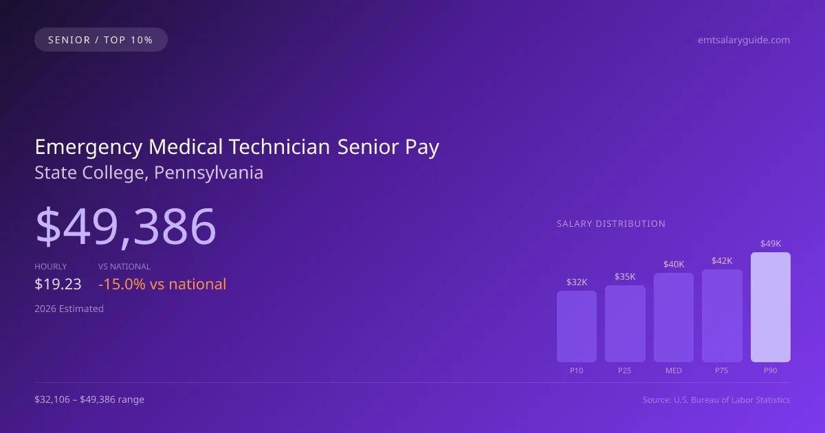 Emergency Medical Technician Senior Salary in State College, PA — 2026 est., based on 2025 BLS