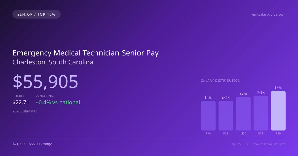 Emergency Medical Technician Senior Salary in Charleston, SC — 2026 est., based on 2025 BLS